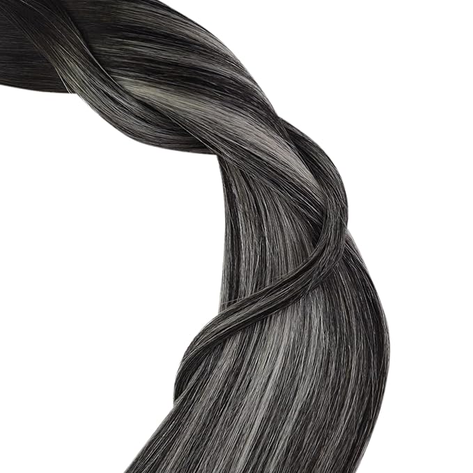 YoungSee Human Hair Tape in Extensions Ombre Black Hair Extensions Real Human Hair Tape in Invisible Tape-in Black Hair Extension for Women Easy to Put 20inch 50g 20pcs