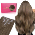 WENNALIFE Seamless Clip In Hair Extensions Human Hair, 20 Inch 150g 7pcs Light Ash Brown Real Hair Extensions Clip in Human Hair Invisible PU Skin Weft Natural Remy Human Hair Extensions