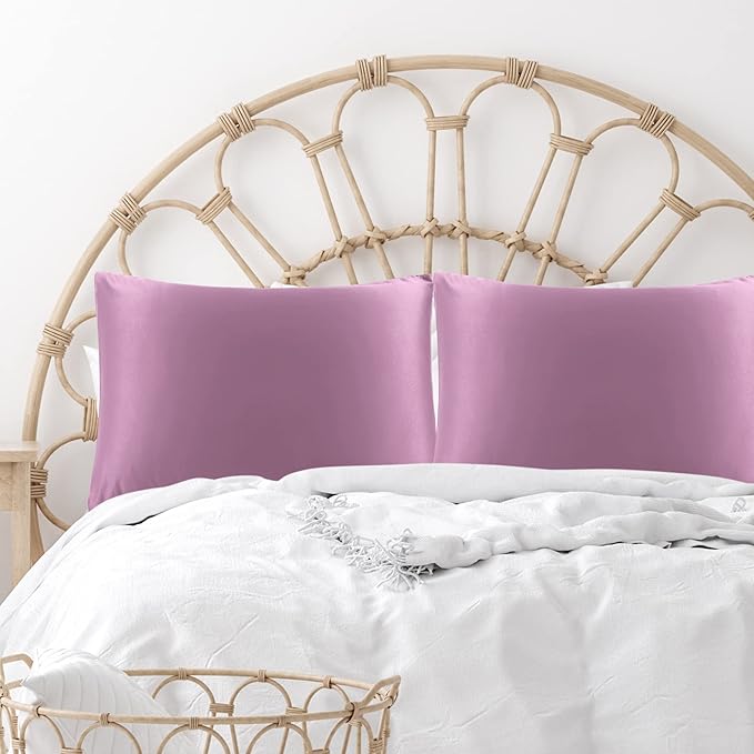uxcell 2 Pack Silk Satin Pillowcase for Hair and Skin, Cool, Silky, Soft Breathable Pillow Cases King Size 20x36 Inch Sateen Pillowcase Mauve with Envelope Closure