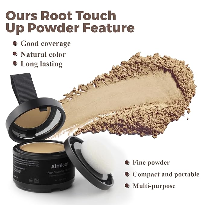 Instant Hairline Powder, Root Touch Up Hair Color for Gray Coverage and Thinning Hair, Root Cover Up Conceals Hair Loss & Bald Spots, Natural and Non-Greasy Hair Color for Women & Men, Medium Blonde