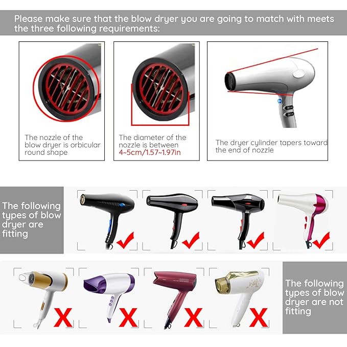 Segbeauty Hair Diffuser for Curly Hair, Upgraded Adjustable Air Flow, Deep Bowl, Professional Salon Frizz-free Fast Dry Diffuser Attachment with 1.57"-1.97" Nozzle, Black