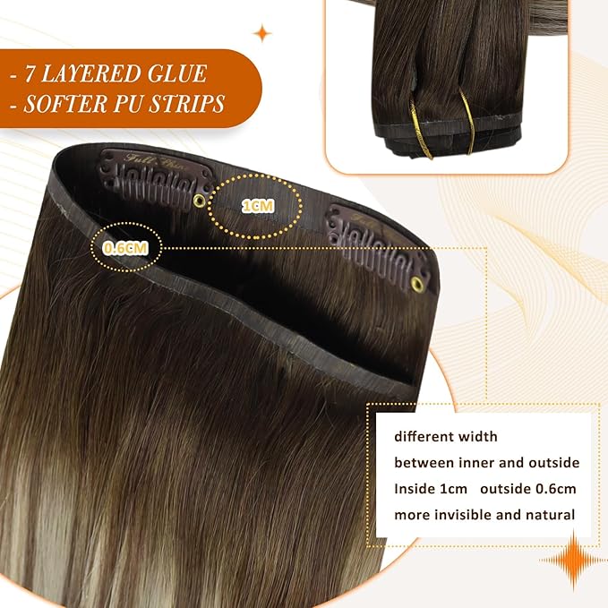 Full Shine 22 Inch Real Hair Extensions Clip in Brown Balayage Ombre Brown to Light Blonde Mix Brown Human Hair Extension Clip ins for Long Hair Add Volume 8 PCS 120 G