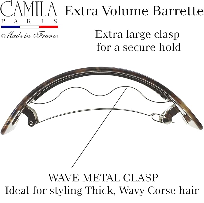 Camila Paris CP3571 French Hair Barrette Clip for Girls for Thick Curly Wavy Long Hair, Strong Hold Grip Hair Clips for Women, Automatic, No Slip Styling Girls Hair Accessories, Handmade in France