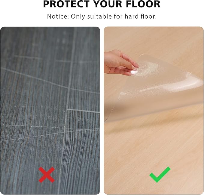 Clear Floor Mat for Home, 7'×9' Large Non-Slip Plastic Rug for Under Kitchen Table, Durable Waterproof Vinyl Area Mat for Baby Spills, Dog Accident, Anti-Scratch Floor Protector for Living Room