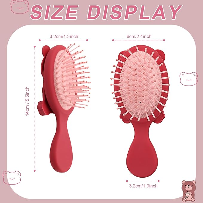 Mini Toddler Hair Brush Detangler Brush Kids Detangling Hairbrush Soft Massage Comb Small Travel Hair Brush for Thick Curly Thin Long Short（Red）
