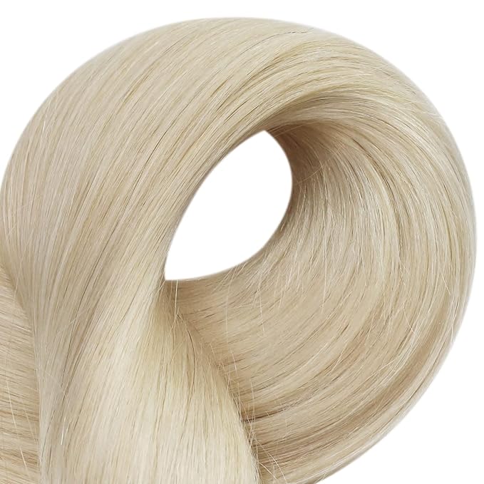 Full Shine Invisible Tape in Hair Extensions Color 60 Blonde Remy Skin Weft 12Inch Tape in Extensions 20 Pcs Seamless Invisible Brazilian Real Human Hair for Wedding Natural 30G