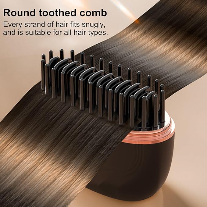Mini Hair Straightener, Rechargeable Hair Straightener Brush Portable, Fast Heating Hot Comb 3-Speed Temperature Control with Anti Scald Shell for Daily Use