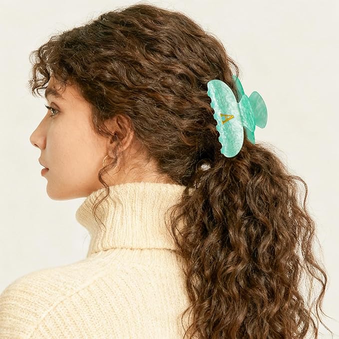 Hair Clips for Women | Monogram Hair Claw Hair Accessory | Personalized Gifts for Women Teen Girl Trendy Stuff | Cute Hair Claws | Gifts for Girls Her Mom Bridesmaid Wife - Green,M