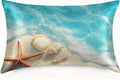 Imitation Silk Pillow Case for Hair and Skin Beautiful Beach and Starfish 1 Pack Satin Pillow Case Standard Size with Hidden Zipper Smooth Cooling Pillow Cover for Sleeping 20”x26”