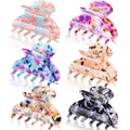 WILLBOND 6 Pieces Medium Hair Claw Clips for Thin Hair 2.6 Inch Tortoise Shell Clip Banana Jaw Hairpin French Style Barrettes Head Accessories for Women Girls(Cute Patterns)
