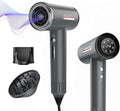 Hair Dryer, 180000 RPM High-Speed Brushless Motor, 1 Min Fast Drying & No Heat Damage, 600 Million Negative Ions with Concentrator & Diffuser, Salon-Level 7 Temp / 3 Speed, HD Digital Screen,Gunmetal