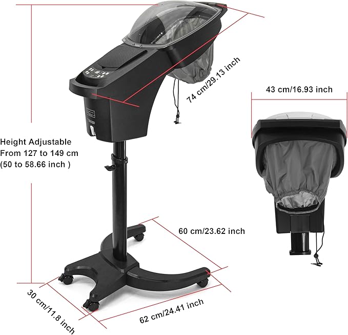 Elitzia Hair Steamer Micro Mist Scalp Detox System Hair Wash Reclining Chair Table Hair Care Salon SPA Barber Shop Shampoo Bowl Miste Hooded Natual Black Hair ET19191