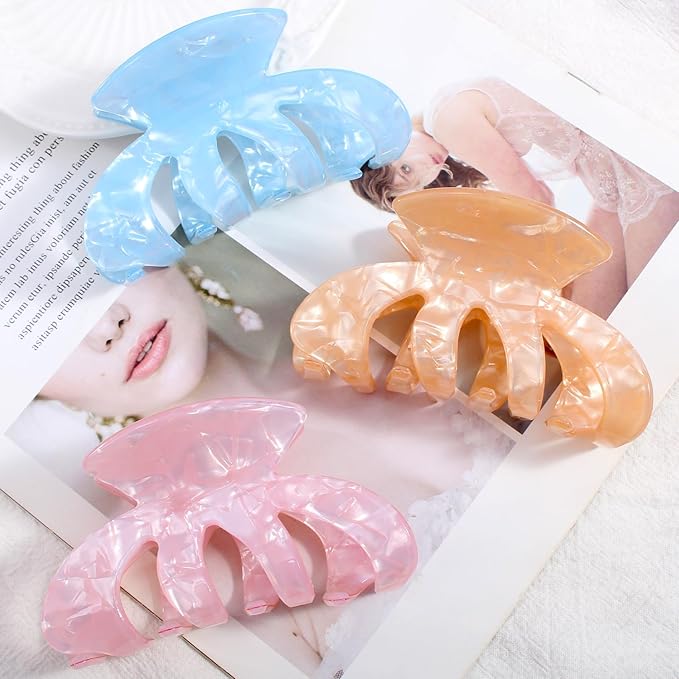 Jayongnee Clips for Women - Octopus Claw Clip - Hair Clips for Long and Thick Hair, Non-Slip Big Claw Strong Hold Hair Unbreakable 3 PCS (claw clip-A)