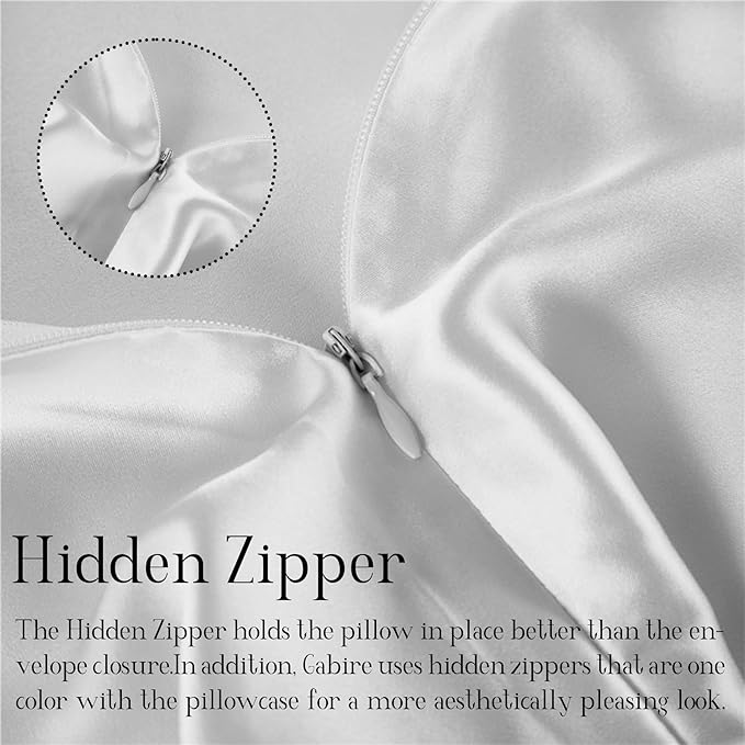 Mulberry Silk Pillowcase for Hair and Skin Prevent Acne Pillowcase Both Sides Real Silk Pillowcases Organic Silk Pillowcase with Hidden Zipper, White, Standard (20"×26")