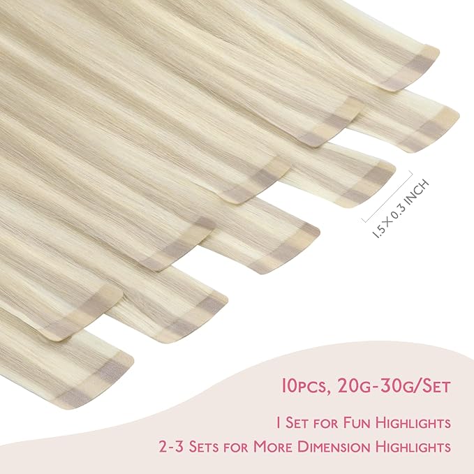 WENNALIFE Tape in Hair Extensions Human Hair Tape in Extensions, 10pcs 25g 16 inch Remy Invisible Tape Ins