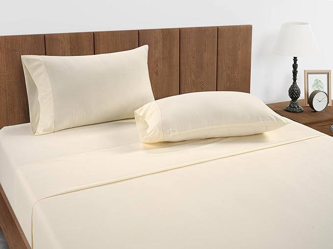 Lane Linen 100% Organic Cotton Pillow Cases Queen Size Set of 2 (20"x30") - Cotton Pillowcases Queen Size - Soft Light Grey Pillow Cases Set of 2 - Queen Pillowcase Pack of 2 -Natural