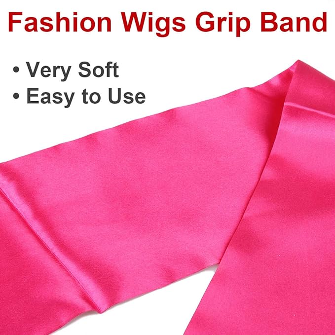 XTREND Women's Satin Edge Scarves for Hair Laying Scarf for Lace Wig Non Slip Wrap Wigs Grip Band for Yoga, Makeup, Facial, Sport, Satin Scarf for Natural Hair (1 pc, Pink#)