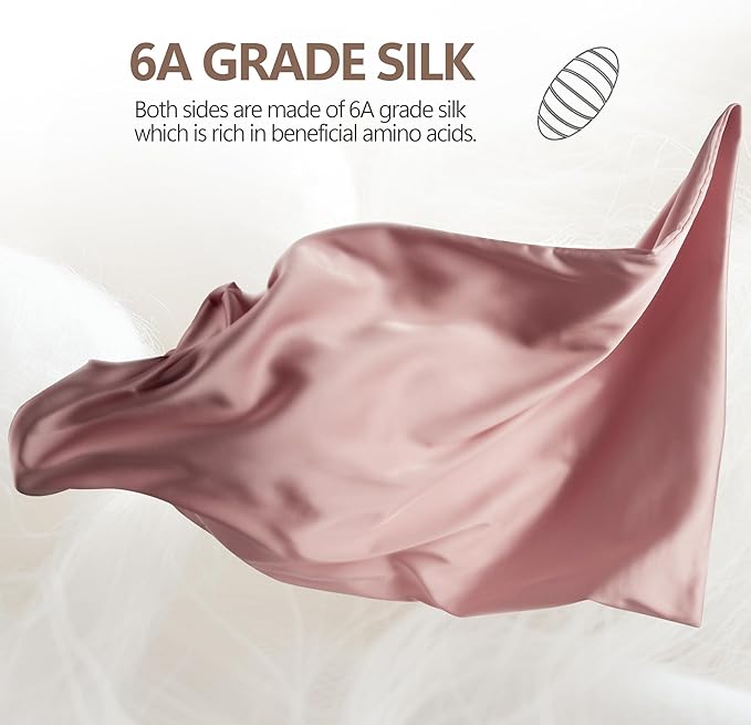 Luxury 6A Mulberry Silk Pillowcase & Silk Pillow Case for Hair & Skin – Anti-Wrinkle, Hidden Zipper– Best Beauty Sleep Solution for Women (Pink, Queen)