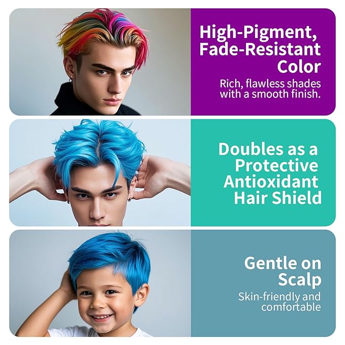 Temporary Hair Color Wax for Men - SUPIYA Washable Hair Wax Color, All-Day Hold Disposable Hair Wax for Party, Cosplay & Daily (Berry Color #05)
