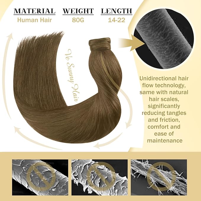 Ve Sunny Hair Extensions Ponytail Real Human Hair Wrap Around Clip in Ponytail Hair Extensions Straight Extensions Human Hair for Women Light Ash Brown 22inch 80G