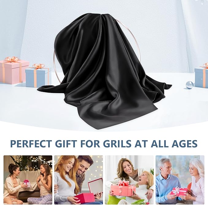 Silk Pillow Cases 2 Pack Queen Size Mulberry Silk Pillowcase Set of 2 for Hair and Skin 30 x 20 Inches 22 Momme Both Side Grade 6A Silk Soft Breathable Cooling with Hidden Zipper, Black