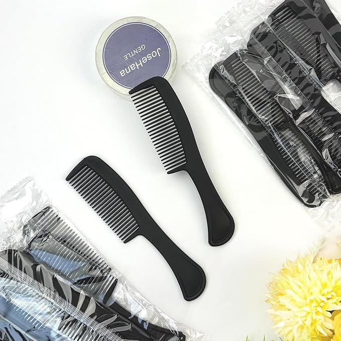 Bulk Hair Combs, Combs Individually Wrapped, Hair Combs in Bulk for Women, Kids, Hotel, Airbnb, Shelter, Homeless, Charity, and Church (Black) (5.9 inches, 100, Count)