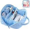 Cosmetic Bag for Travel, Large Capacity Pouch Purse Organizer, Waterproof Puffy Padded Make Up Toiletry Bag for Women (Blue)