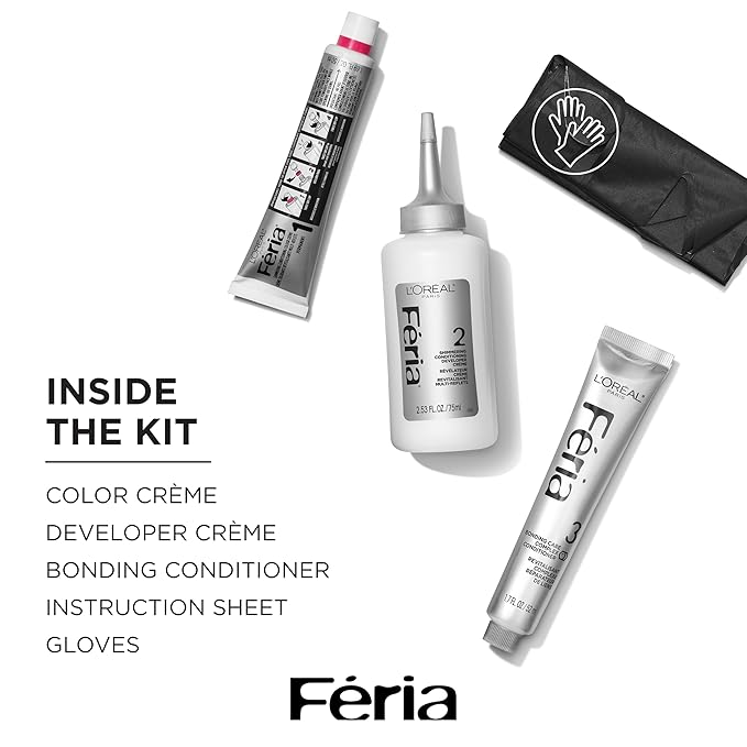 L’Oreal Paris Feria Multi-Faceted Shimmering Permanent Hair Color, Smokey Silver, Pack of 1 Hair Dye Kit