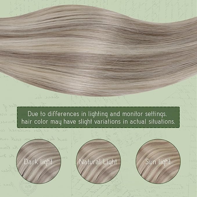RUNATURE Real Human Hair Clip in Extensions, 18 Inch Clip in Hair Extensions, Blonde Hair Extensions Clip Ins, Natural Remy Hair, 120g 7pcs #19P60 Grey Blonde Highlight Platinum Blonde