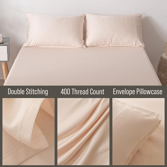 Bella Coterie | Luxury Bamboo Viscose King Size Pillowcase Set | 100% Organically Grown | Ultra Soft | Cooling | 2 Pcs [Champagne]