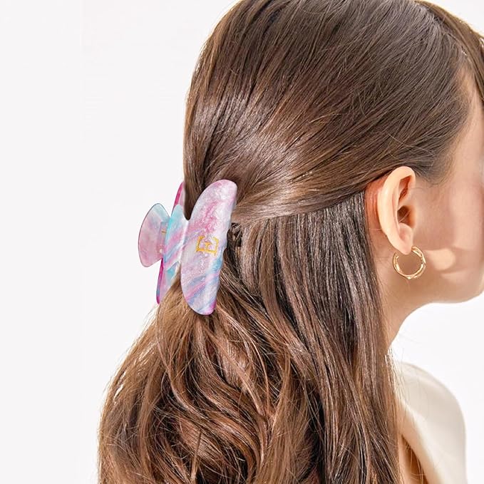 Personalized Cute Hair Clips Initial Claw for Girl Girlfriend Wife Teacher Mom Her 16th 17th 18th Birthday Gifts - Lavender,H
