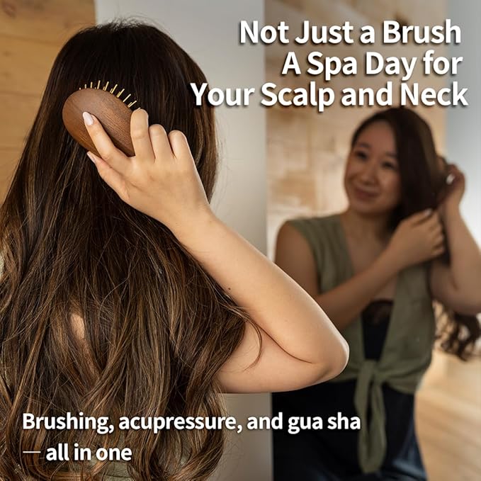 Uffy Acubrusher – 24K Gold-Plated Gua Sha Hair Brush | Ergonomic Scalp Massager for Dandruff & Hair Growth | For All Hair Types | Ideal Gift Choice in Sunshine Yellow