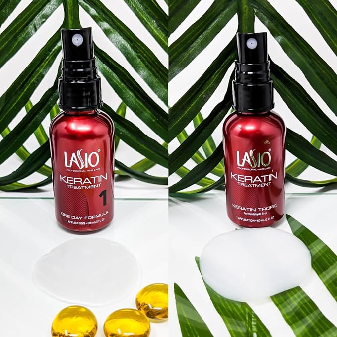 Lasio Pro Keratin Hair Treatment Kit for Salon Use– Includes Keratin Tropic, One Day, Mocha Silk, Color Pro & Hypersilk Clarifying Shampoo (2 Oz Each – Reduces Curls, Eliminates Frizz, Repairs & Shine