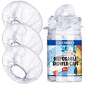 LEOBRO Shower Caps, 60PCS Large Disposable Shower Caps for Women, Plastic Shower Cap, Plastic Cap for Hair Treatment, Travel, Large Size 19.3 INCH