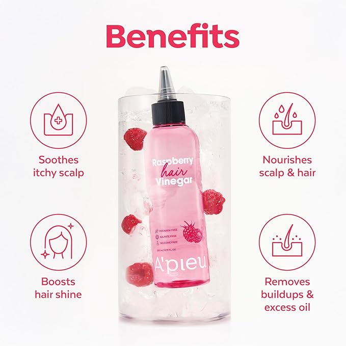 A’PIEU Raspberry Hair Vinegar Rinse - Scalp Clean & Detox for Oily and Itchy Scalp, Buildup & Dandruff Scalp Treatment, pH-Balancing for Fresh and Shiny Hair. Korean Hair Care. 6.76 fl oz