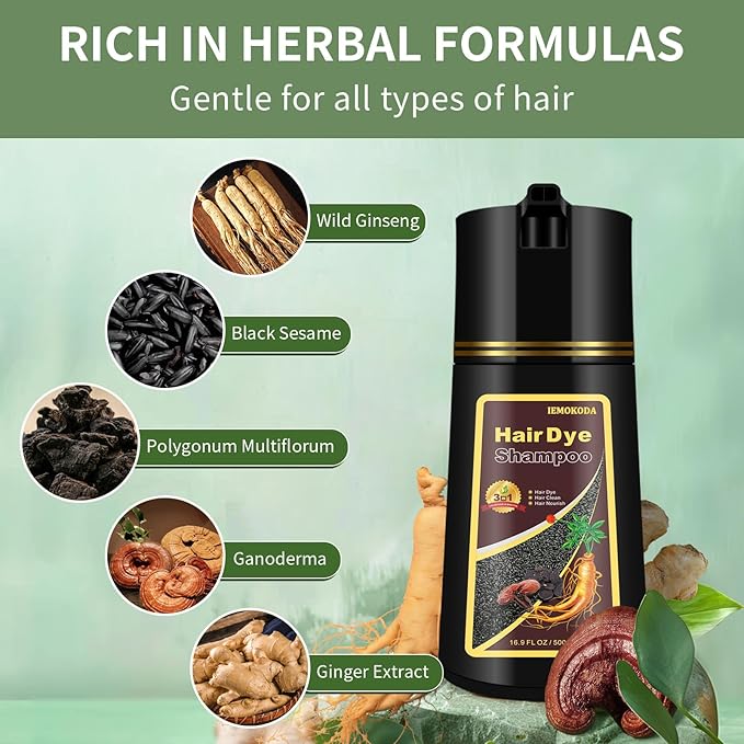 Deep Wine Red Hair Dye Shampoo 3 in 1, Long-lasting & Natural Hair Color Shampoo, Shampoo Hair Dye for Men Women, Hair Dye Easy to Use at Home 16.9 Fl Oz