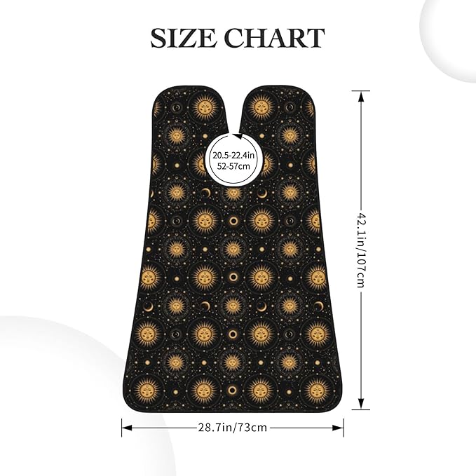Beard Bib with 3 Suction Cups, Non-Stick Waterproof Hair Catcher Apron, Men's Shaving Essential for Grooming, Mystical Constellations Space Gold Zodiac Sun Moon Stars Shave Bib