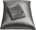BLISSFORD Satin Pillowcase with Zipper, for Hair and Skin Care, Feels Soft and Cool Like a Silk Pillowcase, Satin Pillow Cases 2 Pack, Slik Pillow Cover, Dark Grey - King Size