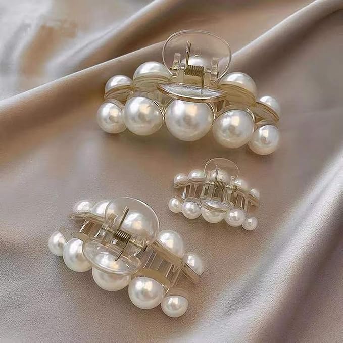 Pearl Hair Clips,Elegant Hair Clip Strong Hold Jaw Clips,Big Pearl Hair Claw Clips Barrettes Nonslip Birthday Thankgiving Christmas Gift for Women Girls Daughter Girlfriend (6 Pack)
