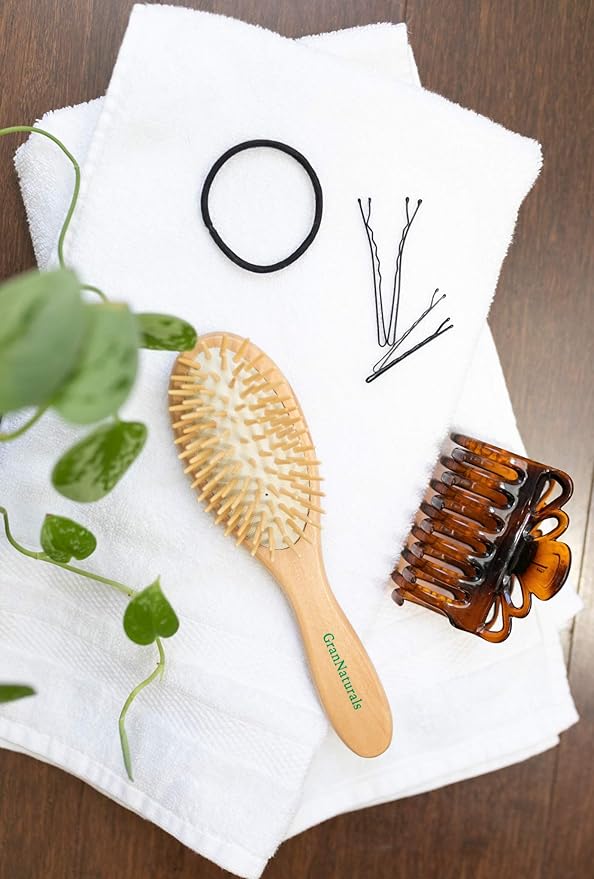 Small Hair Brush for Purse - Wooden Bristle Detangler Hairbrush For Detangling Women, Men & Kids Wet or Dry Hair - Natural Wood Handle & Bristles - Travel Size and Fits in Pocket or Purse