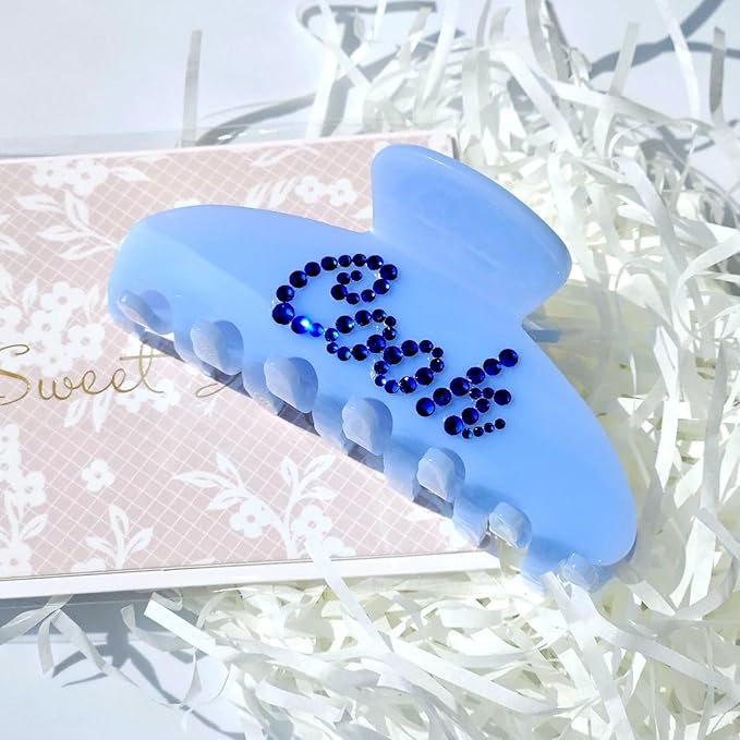Customizable Hair Claw Clips for Women,Personalized Rhinestone Hair Clips with Name,Cute Large Hair Accessories,Handmade Rhinestones Hair Clamp Gifts for Mom,Bride,Wife,Bridesmaid,Couples（Jelly Blue）