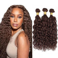 30 32 34 Inch Brown Curly Bundles Human Hair Color 4 Bundles Niegmeag Virgin Soft and Skily Remy Hair Extensions Dark Brown Kinky Curly Bundle