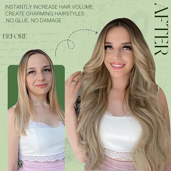 RUNATURE Balayage Clip in Hair Extensions Human Hair, Real Human Hair Clip in Extensions, Thick Remy Hair, Daily Wearing, Easy to Install, 12 Inch 80g 7pcs #3/8/22 Walnut Brown to Light Blonde