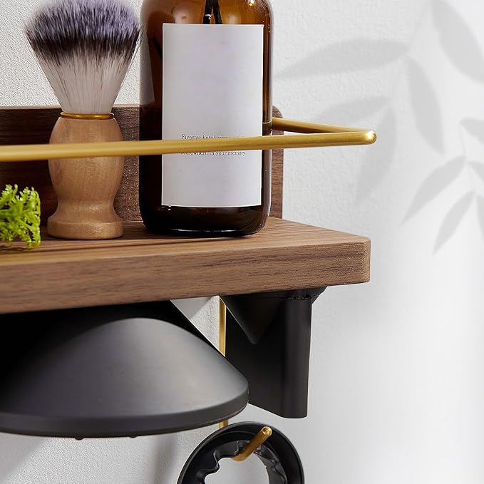 for Dyson Supersonic Hair Dryer Wall Mount Stand Holder, Blow Dryer Accessories and Attachments Organizer Storage Rack, Wood