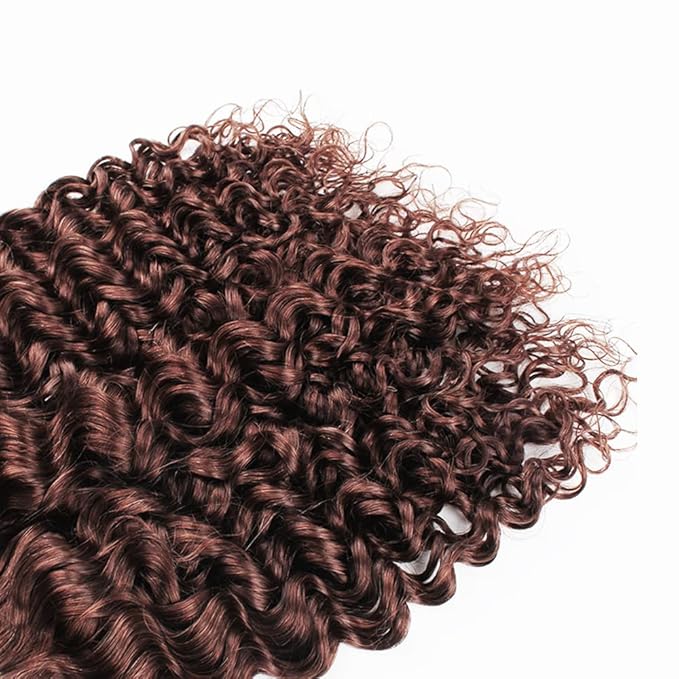 Color 4 Bundles Human Hair Brown Kinky Curly Bundle Niegmeag Brazilian Virgin Remy Hair 3 Bundles 12 14 16 Inch Double Weft Hair Weave 300g