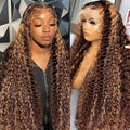 Highlight Ombre Lace Front Wig Human Hair 13x6 HD Honey Blonde 4/27 Deep Wave Lace Frontal Wigs Glueless Wigs Human Hair Pre Plucked 36Inch
