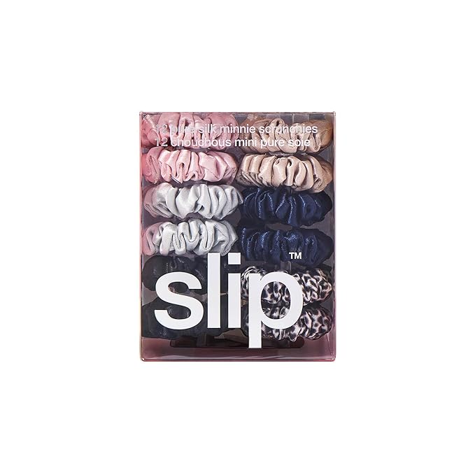 slip Minnie Scrunchies Classic | Pure Silk Scrunchies Set | 100% Mulberry Silk, Anti-Crease, Gentle on Hair, Reduces Breakage | Set of 6 Classic Colors | Stylish, Durable, Ideal for All Hair Types