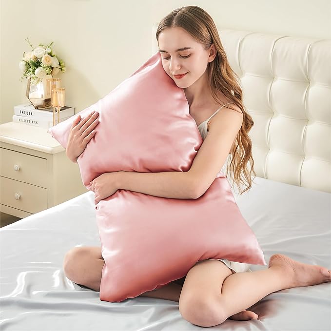 INFIIXSO Mulberry Silk Pillowcase for Hair and Skin, Silk Pillow Cases King Size with Hidden Zipper 20"x40", Extraordinary Smooth and Soft Cooling Pillow Cases for Hot Sleepers(Blush Pink, 1 Pack)
