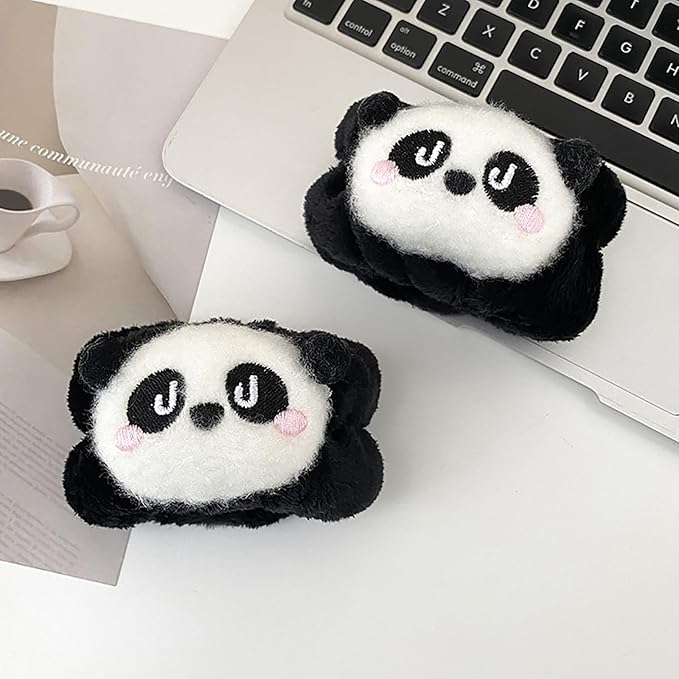 6PCS Cute Cat Ears Spa Headband for Washing Face Makeup Skincare Headband with Wrist Bands, Sleepover Party Supplies for Women/Teen Girl Trendy Stuff Present (6PCS Panda, standard size)