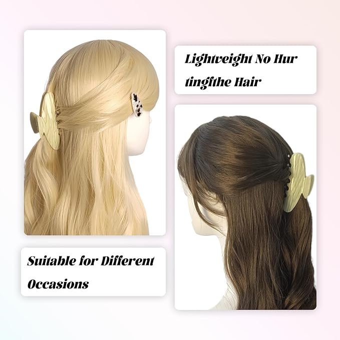 French Hair Claw Clips for Women Grils,4 Inch Strong Hold No Slip Grip Accessories Acetate Material,Not Easily Damaged,Thick or Thin Hair (Yellow)